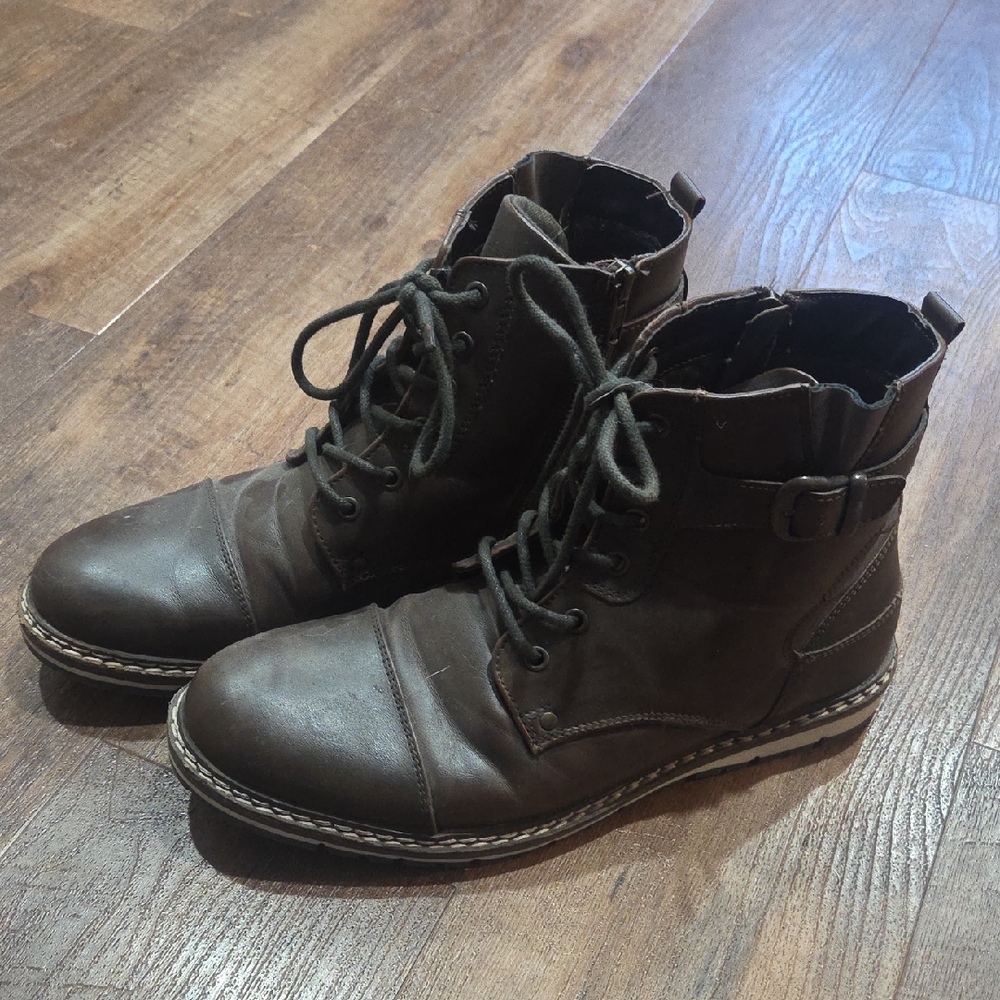 Crevo Dark Brown Leather Lace-Up Boots